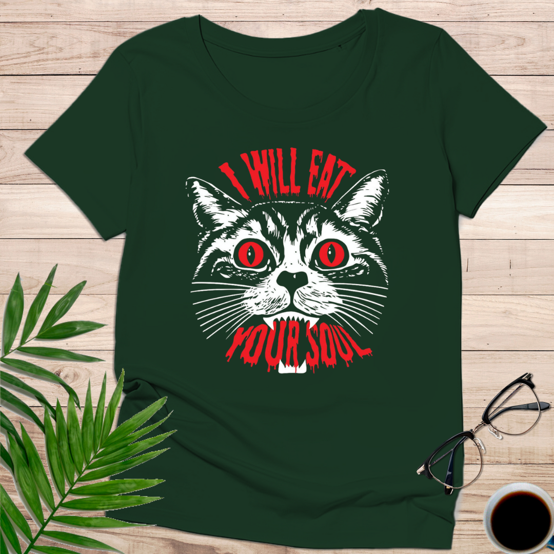 Camiseta "I Will Eat Your Soul" – Gato Demoníaco & Horror Pop - KolorTees