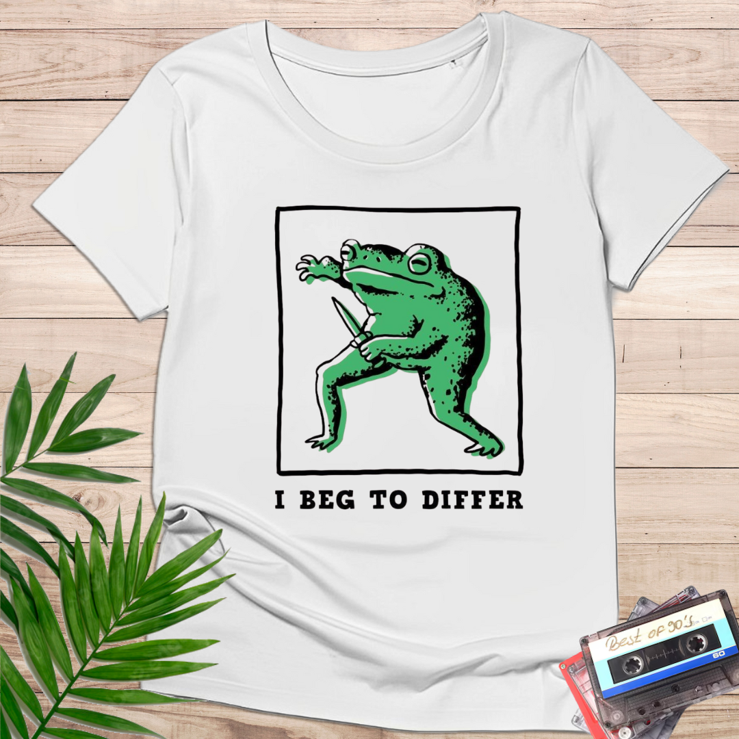 Camiseta "I Beg to Differ" – Rana Retro Humor Sarcástico - KolorTees