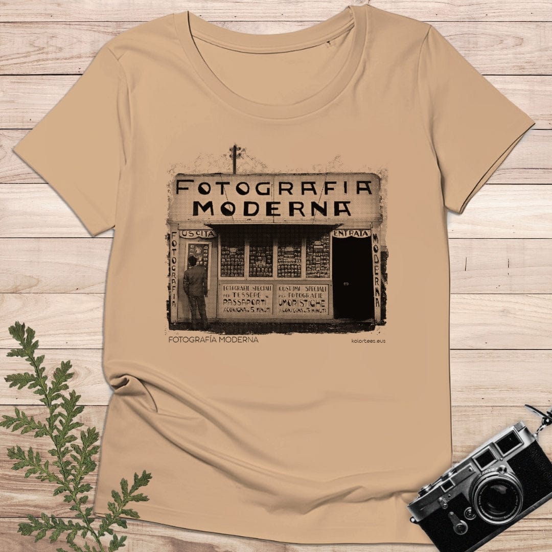 camiseta Camiseta Fotografía Moderna – Local Comercial Vintage en Blanco y Negro – Algodón 190g
