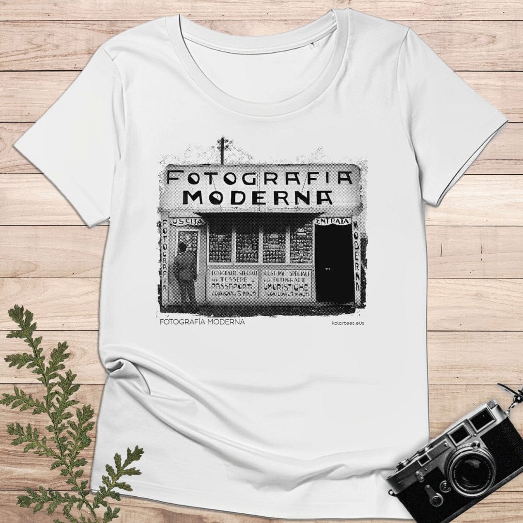 camiseta Camiseta Fotografía Moderna – Local Comercial Vintage en Blanco y Negro – Algodón 190g