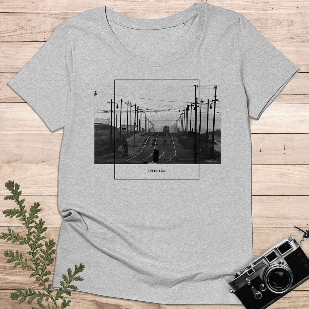 camiseta Camiseta Vías de Tren al Infinito – Fotografía Vintage en Blanco y Negro – Algodón 190g