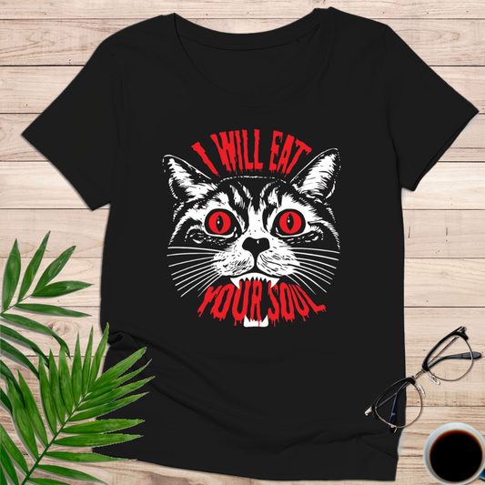 Camiseta "I Will Eat Your Soul" – Gato Demoníaco & Horror Pop - KolorTees