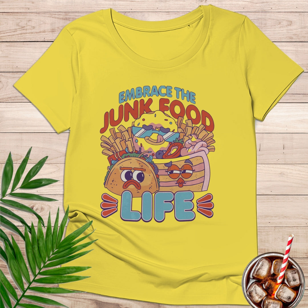 Camiseta "Embrace the Junk Food Life" – Tacos, Donuts y Bacon | KolorTees