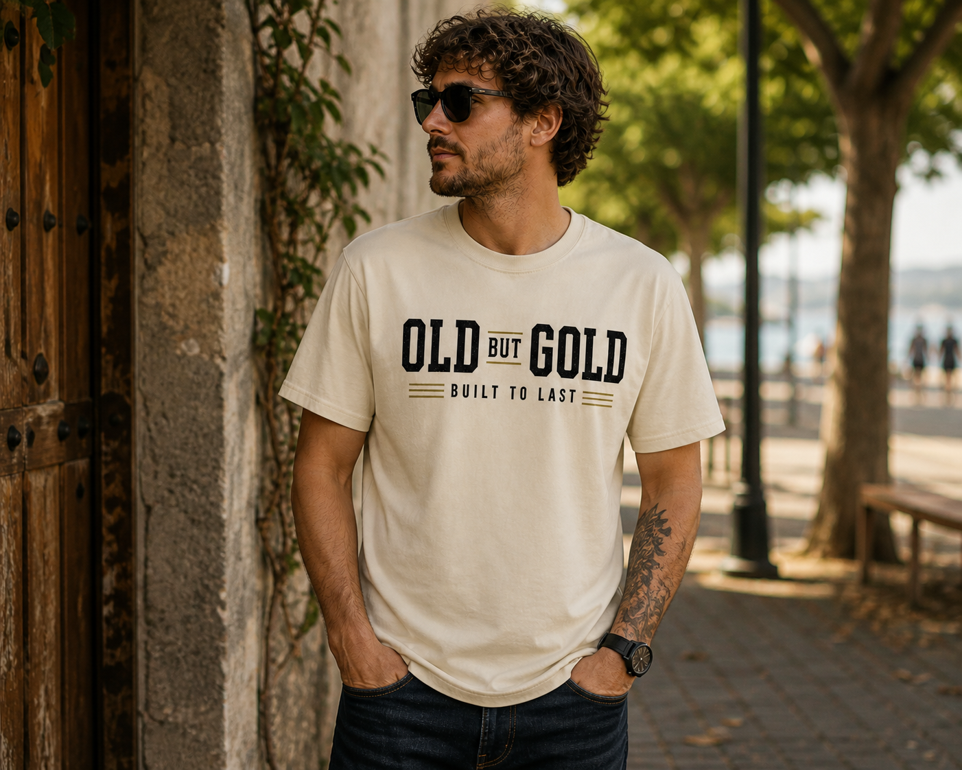 diseño old but gold tipografía retro camiseta