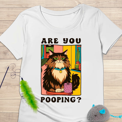 Camiseta “Are You Pooping?” – Diseño Gato Humor Retro - KolorTees