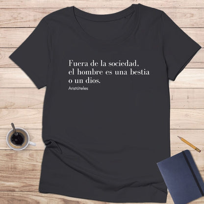 Camiseta de manga corta"... el hombre es un bestia o un dios". Aristóteles