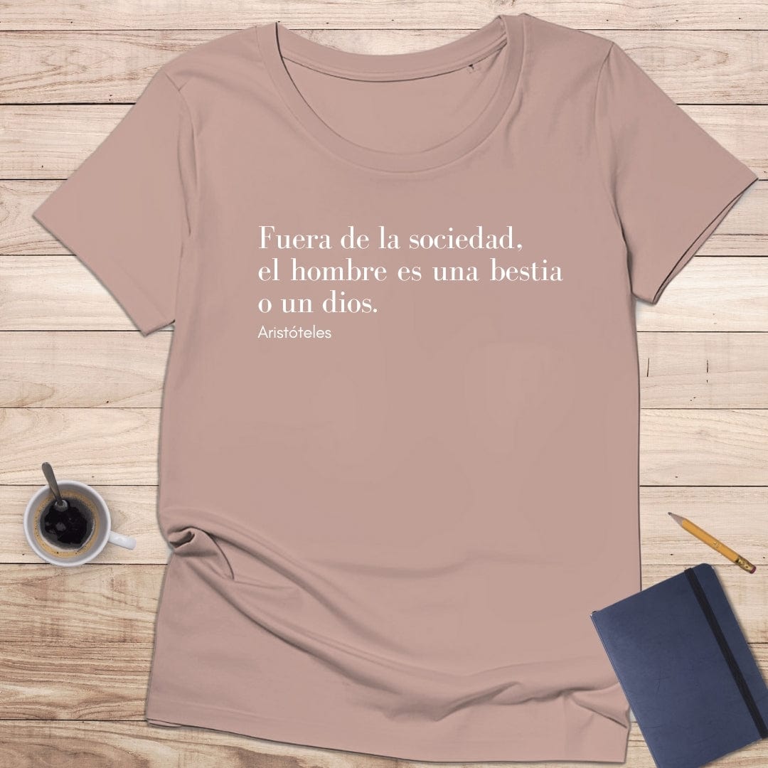 Camiseta de manga corta"... el hombre es un bestia o un dios". Aristóteles