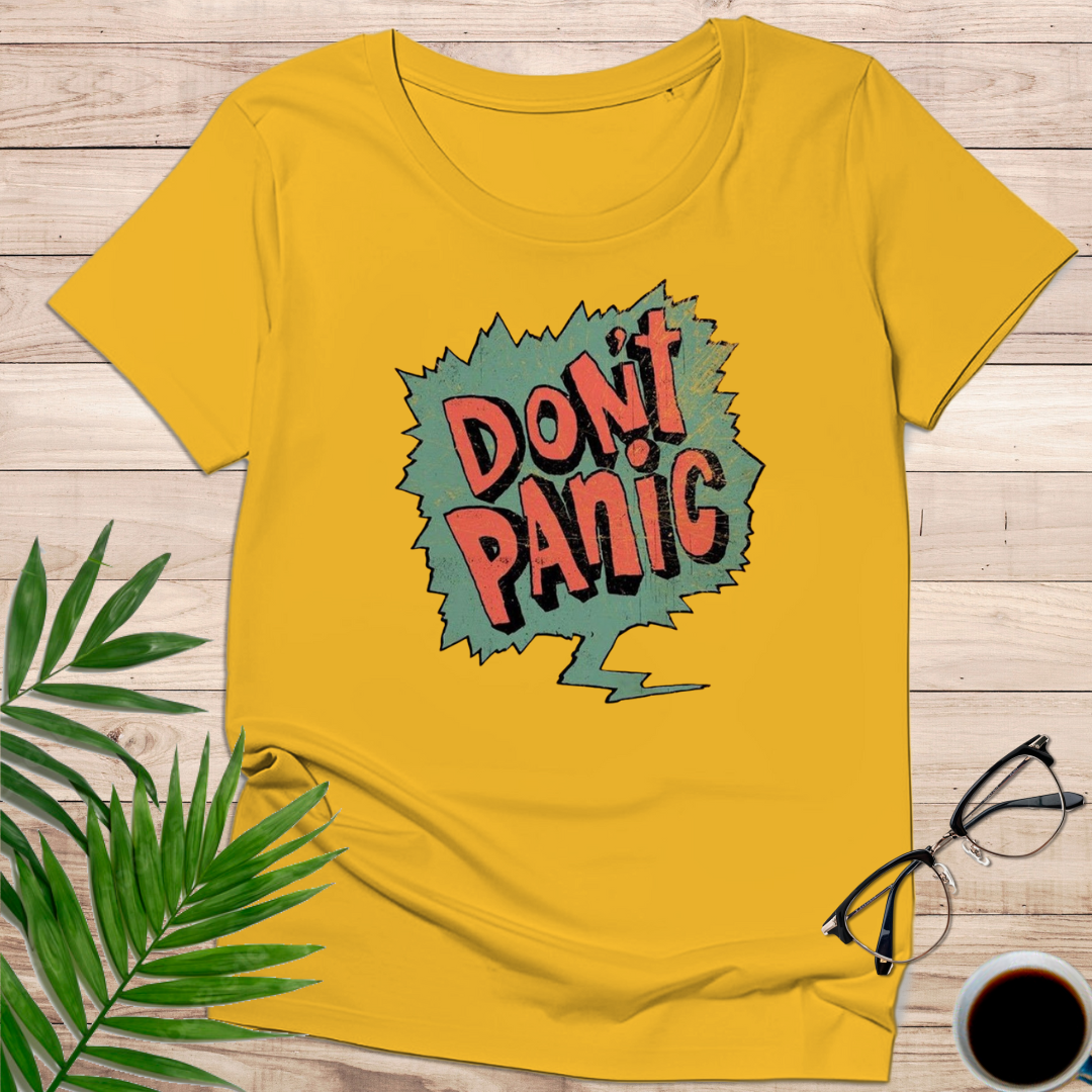 Camiseta "Don’t Panic" – Diseño Retro Pop Art - KolorTees