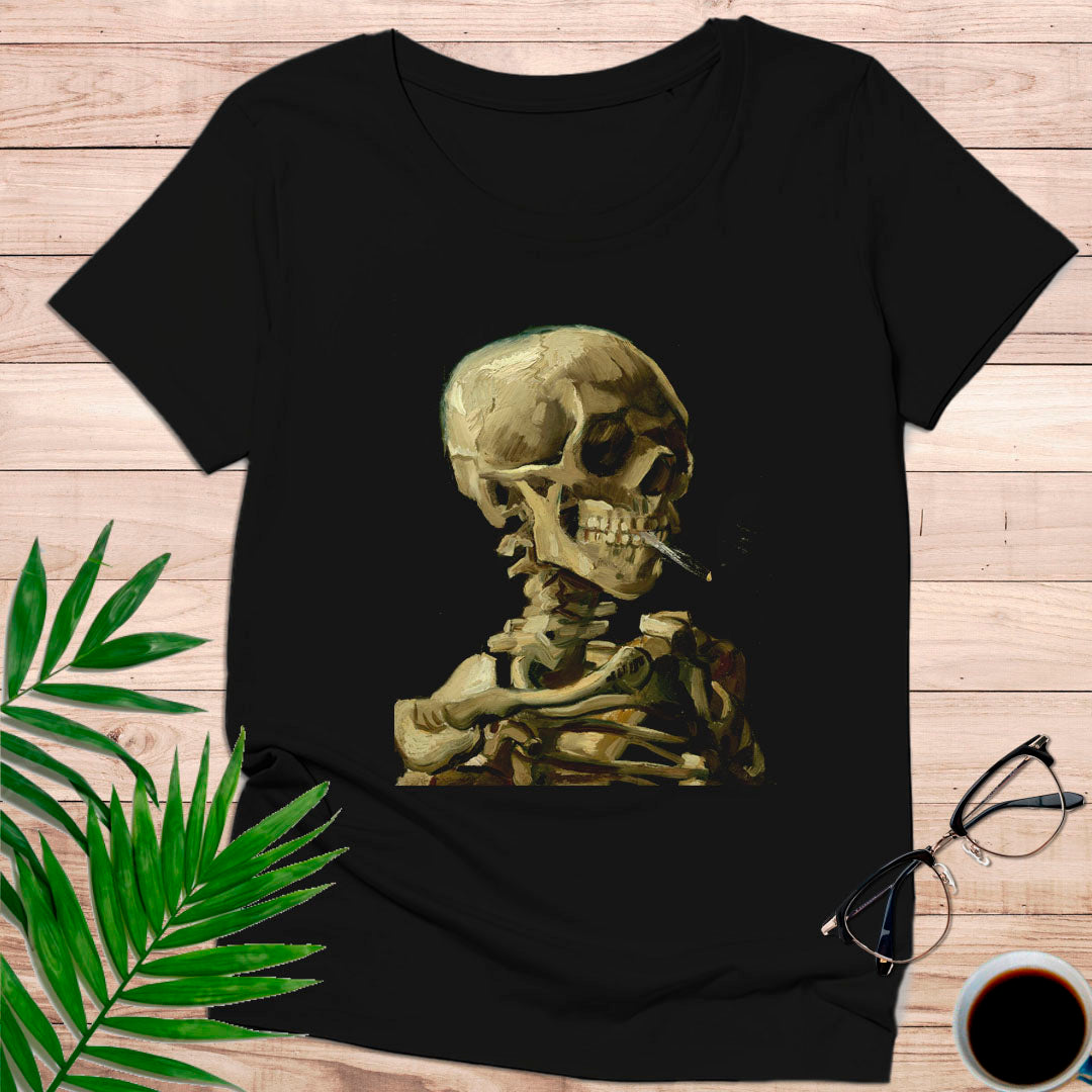 Camiseta “Skull Smoking” – Calavera Van Gogh Retro - KolorTees