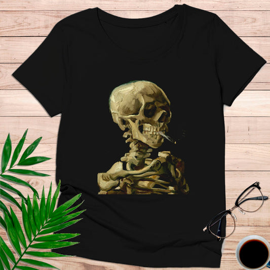 Camiseta “Skull Smoking” – Calavera Van Gogh Retro - KolorTees