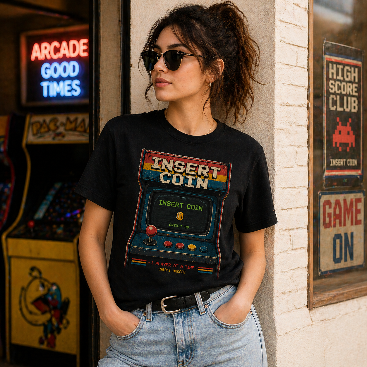Insert Coin retro t-shirt women lifestyle arcade