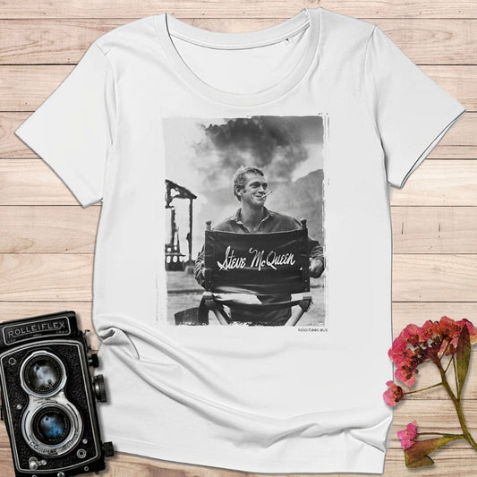 camiseta Camiseta Steve McQueen en el Rodaje – Fotografía Vintage en Blanco y Negro – Algodón 190g
