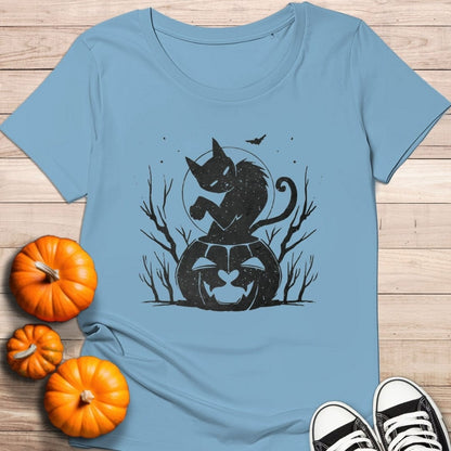 camiseta Camiseta de manga corta Gato negro Halloween