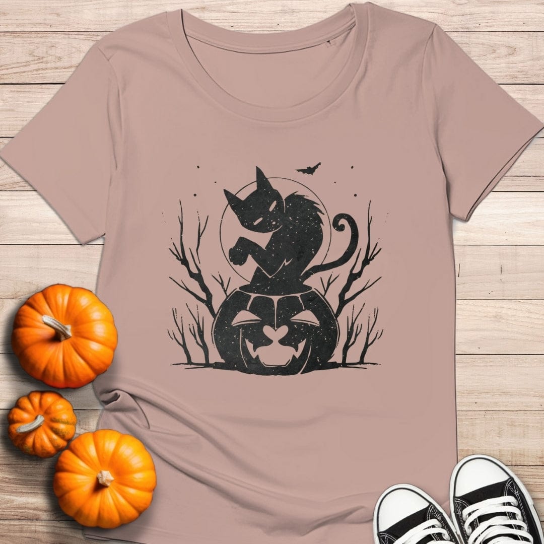 camiseta Camiseta de manga corta Gato negro Halloween