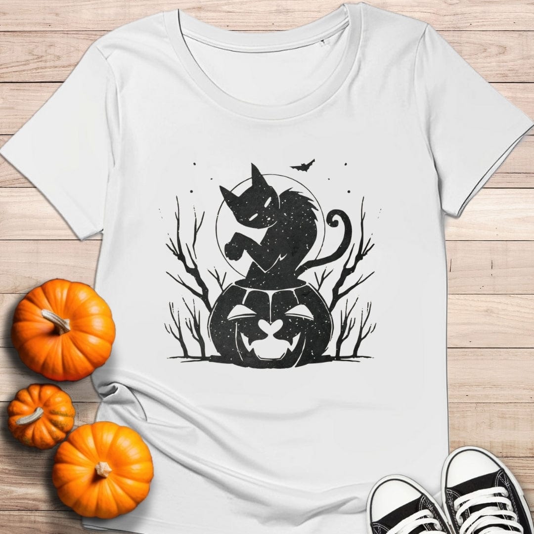 camiseta Camiseta de manga corta Gato negro Halloween