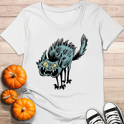 camiseta Camiseta de manga corta Gato Terrorífico