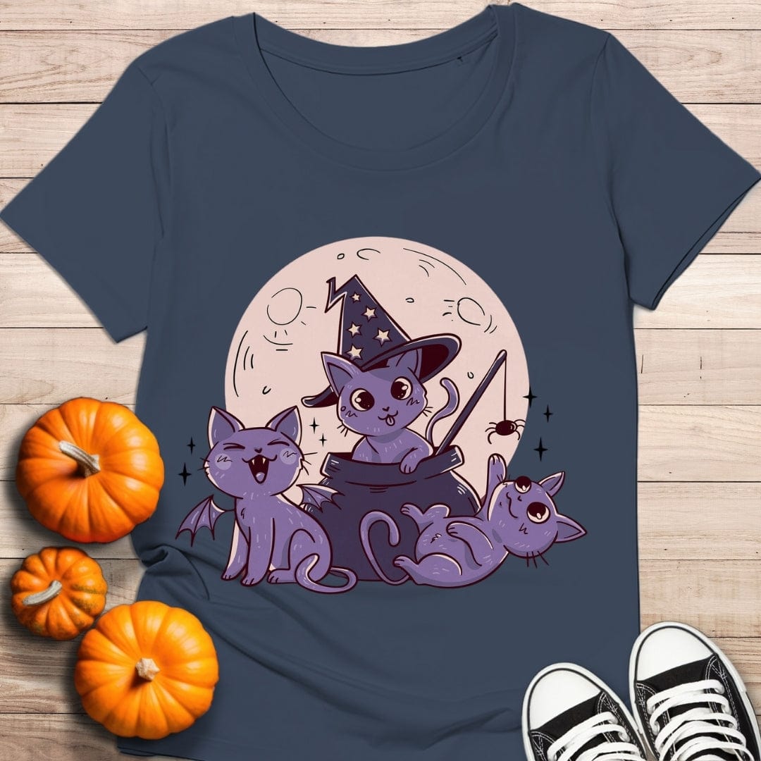 camiseta Camiseta de manga corta Tres Gatitos en Halloween