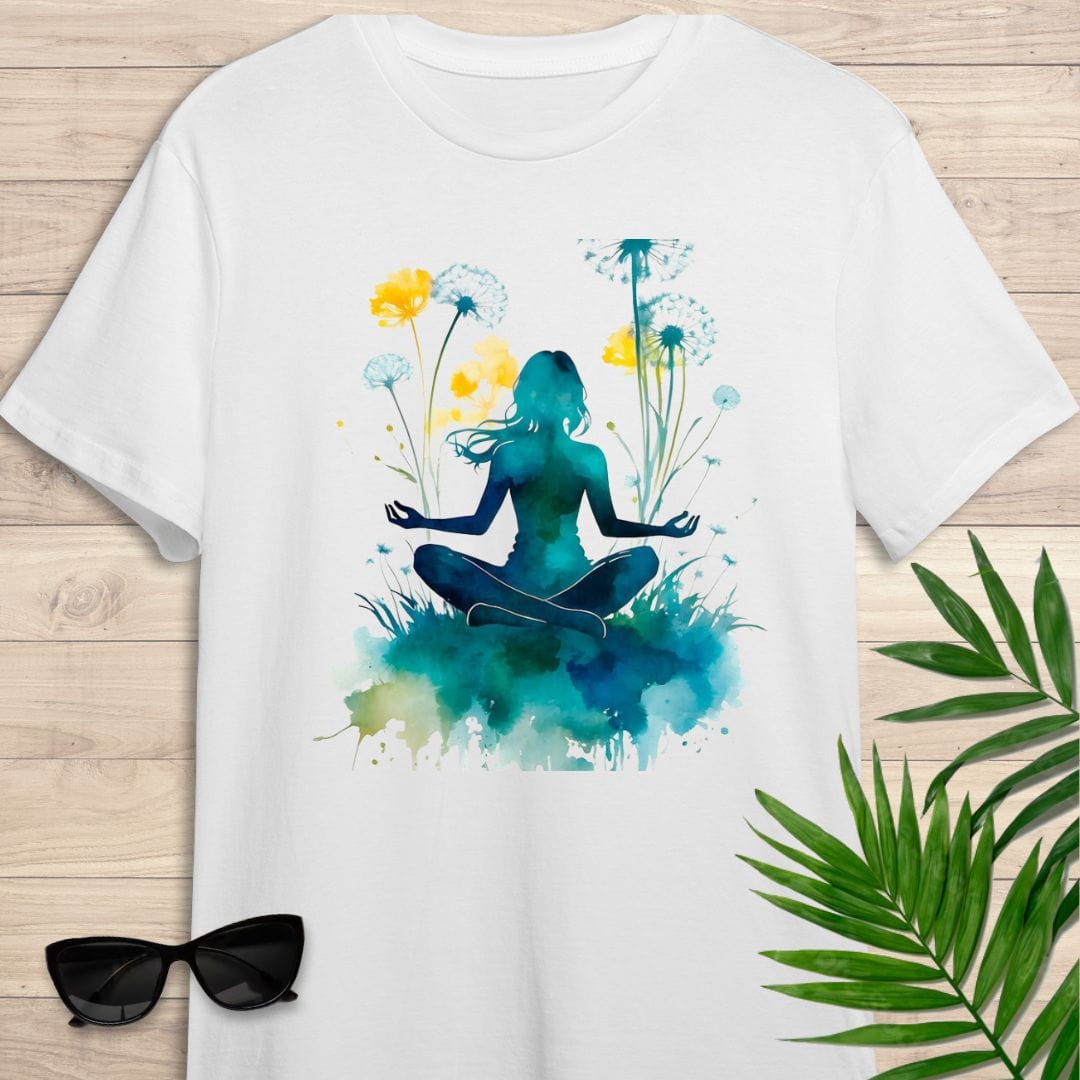 Camiseta de manga corta Acuarela Yoga Girl