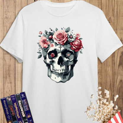 Camiseta de manga corta Calavera con flores