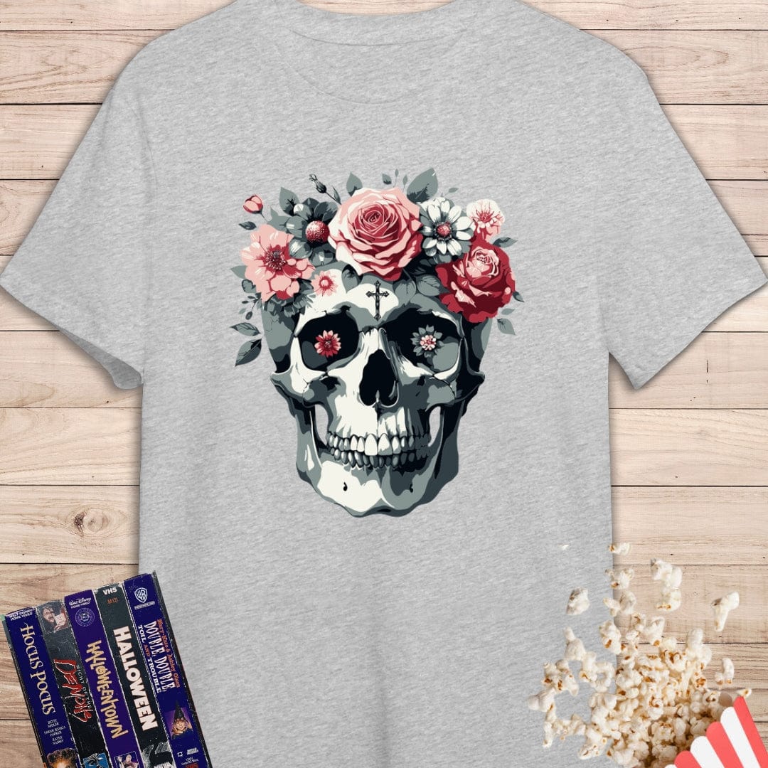 Camiseta de manga corta Calavera con flores