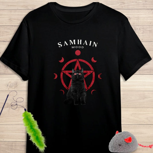 Camiseta de manga corta Gato ocultista Samhain