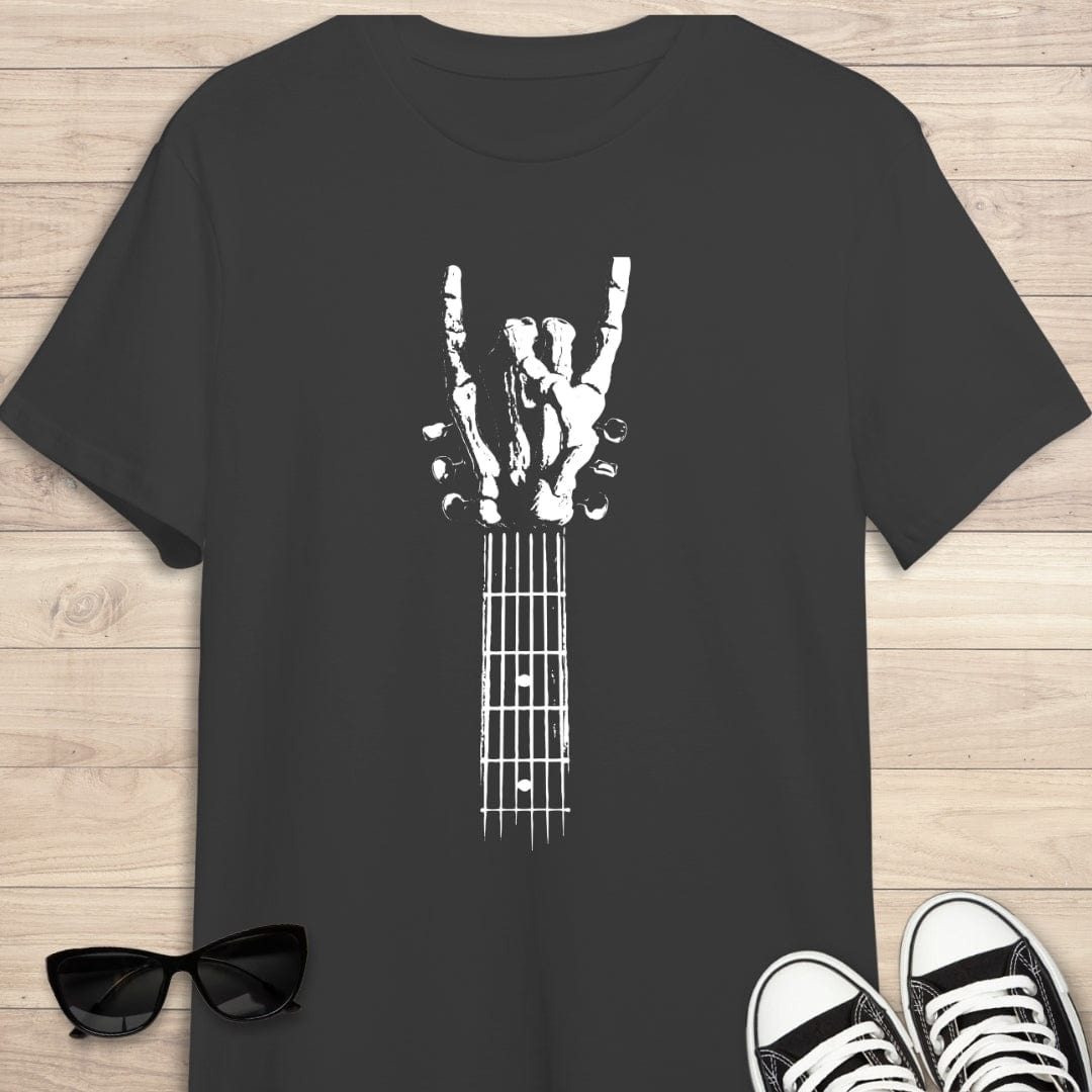 Camiseta de manga corta Guitarra con cuernos Heavy Metal