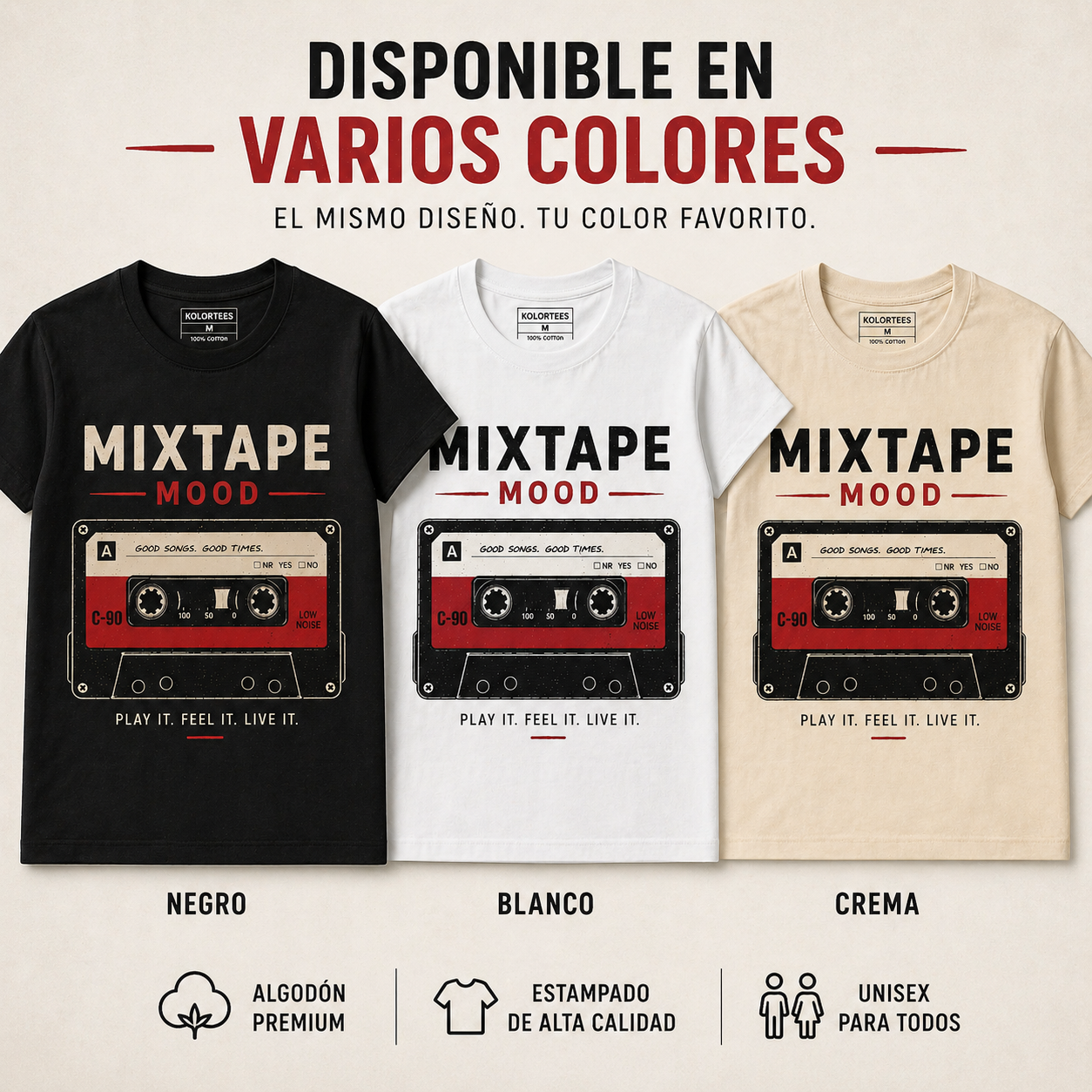 Mixtape Mood Camiseta Retro Cassette 80s 90s