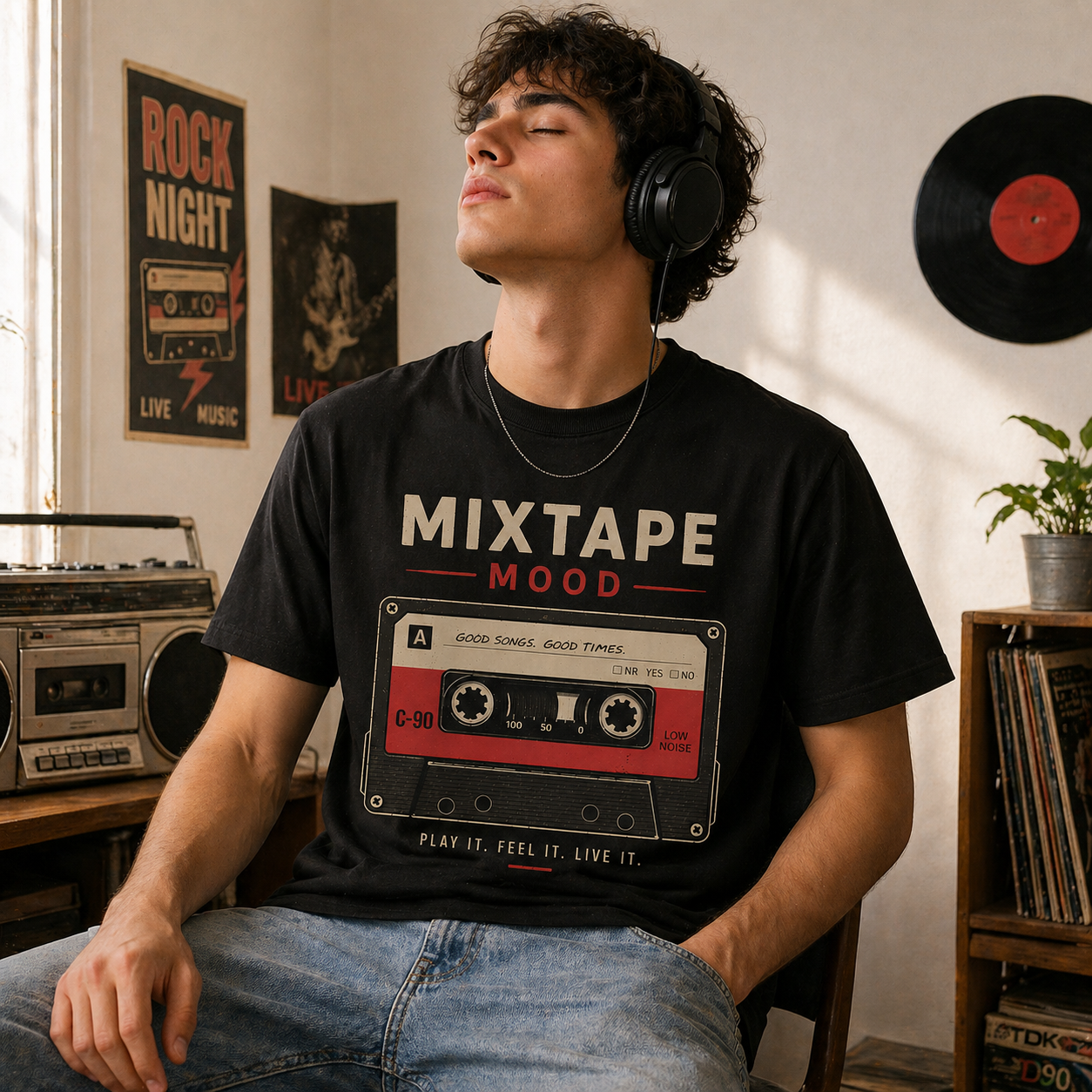 Mixtape Mood music lifestyle t-shirt headphones