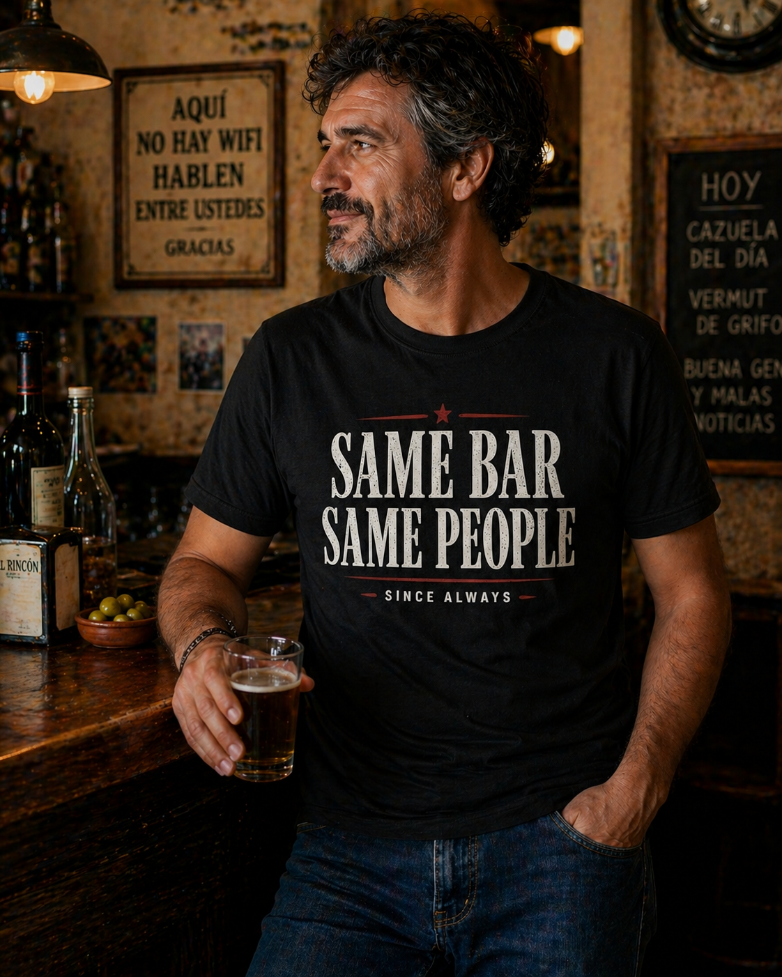 Same Bar Same People black t-shirt bar lifestyle