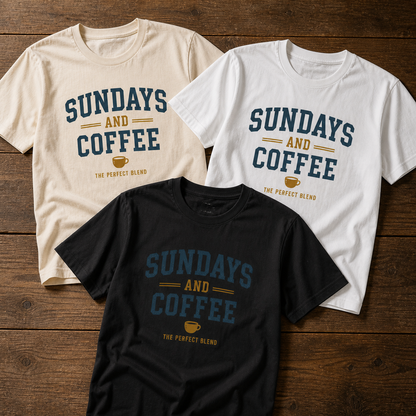 camisetas sundays coffee colores negro blanco beige