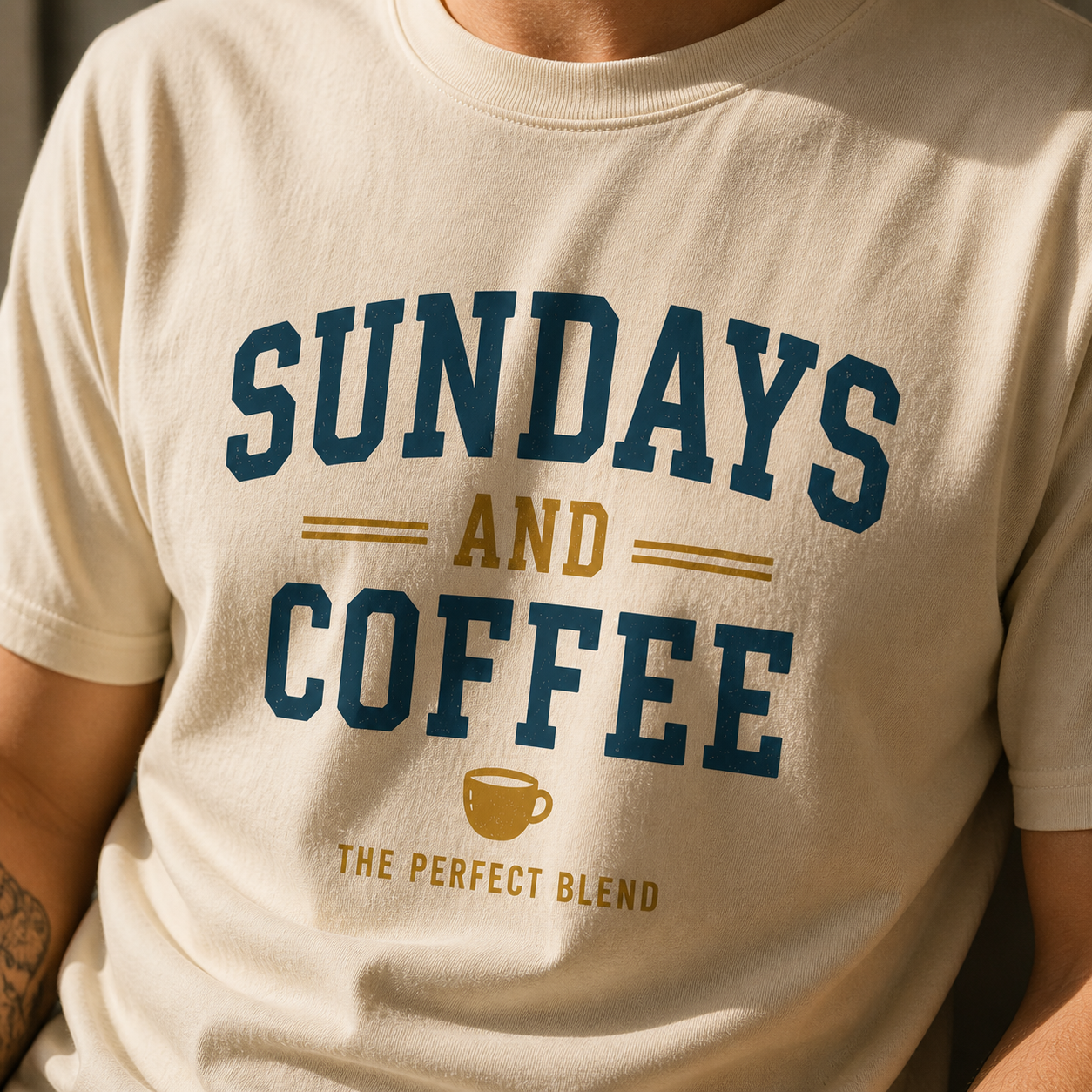 detalle camiseta sundays coffee impresión tipográfica